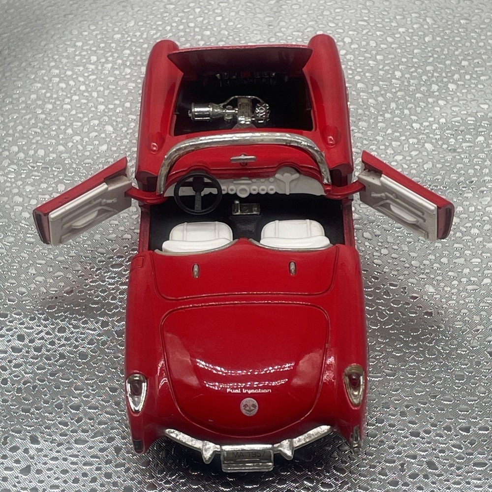 Vintage 1957 Red Corvette Convertible Fuel Injection Diecast Metal Toy Car - Picture 11 of 16